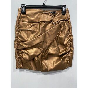 Metallic Faux Leather Knotted Mini Skirt M